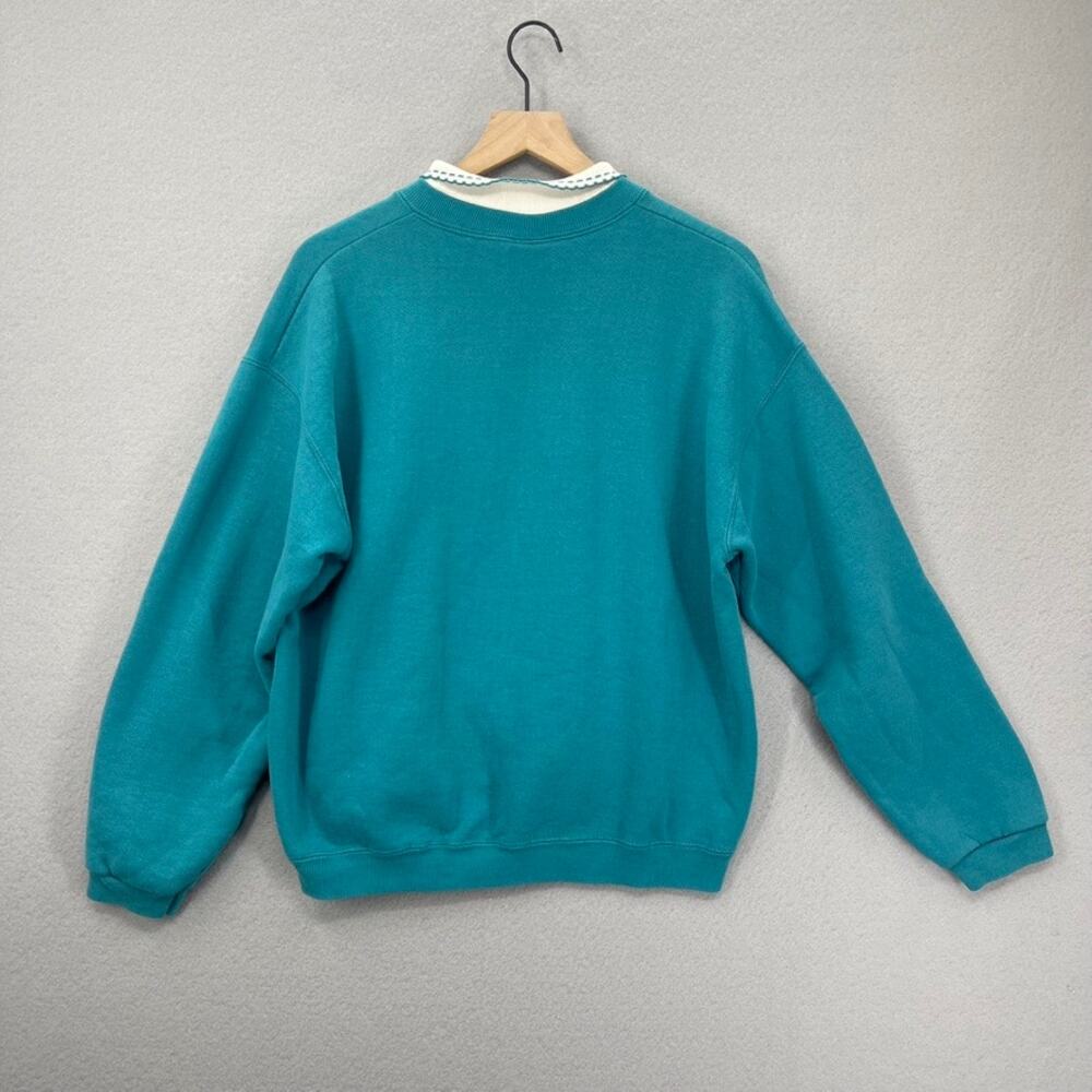 Vintage Nutmeg 90s Farm Girl Sweatshirt Womens Lg Double Collar Cottage Prairie - Picture 13 of 15